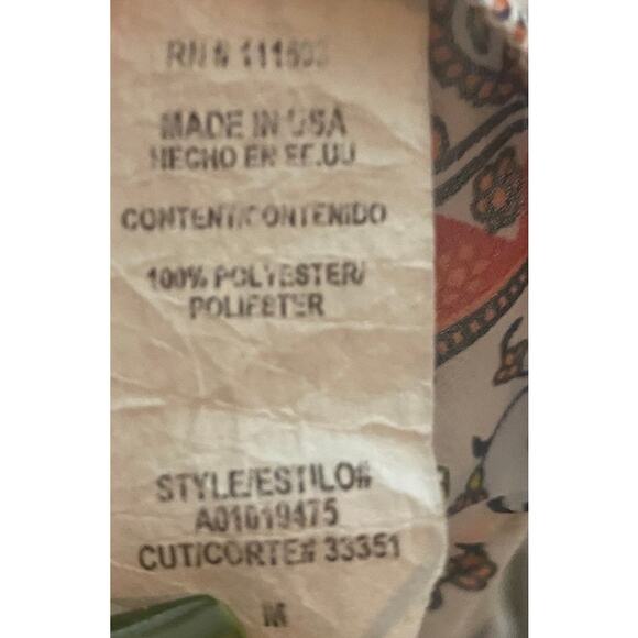 Lily Star Womens Blouse Lightweight Gray White Print Medium Polyester - Picture 6 of 9